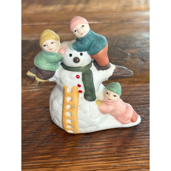 Set Of 6 Vintage Christmas Village Figurines Carolers Snowman Kids Holiday Decor - Picture 6 of 14